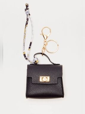 Black Baby Mini Keychain Bag with Gold Hardware